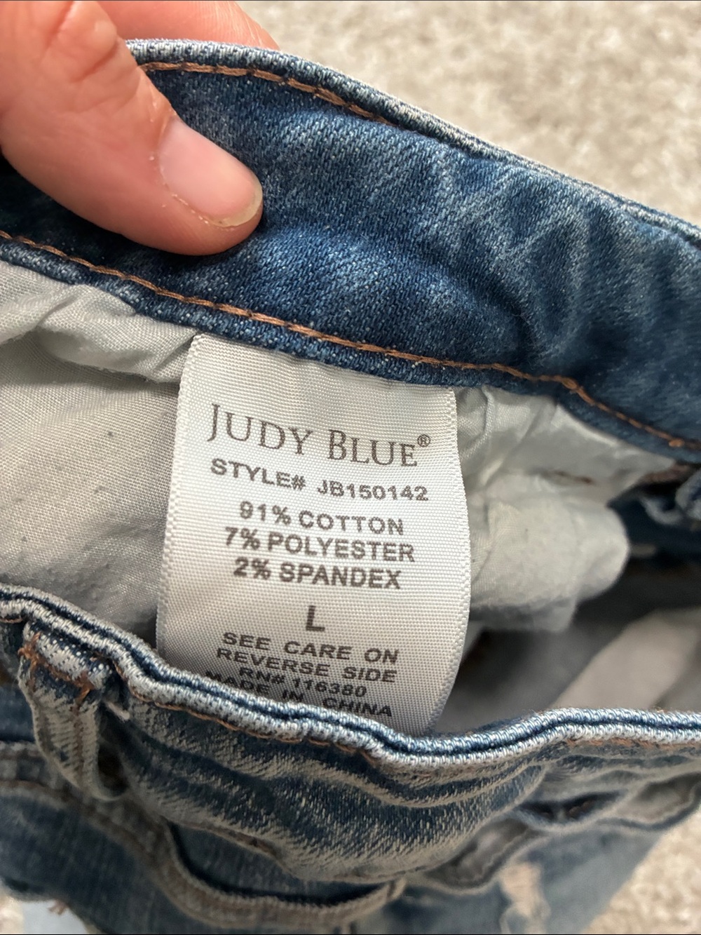 Judy Blue Distressed Blue Button-Fly Denim Shorts - Picture 9 of 9